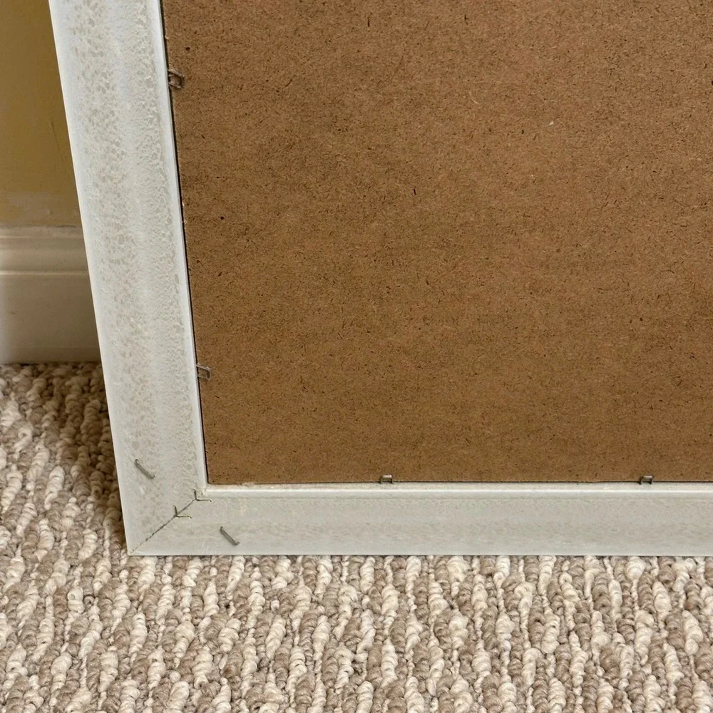 White Framed Wall Mirror 16x20 Rectangle Hanging Home Decor Vanity Preowned